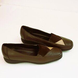 Mushrooms Leather Color Block Loafers 7.5 Brown & Tan Slip On Shoes
